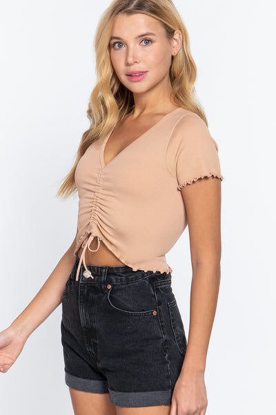 Ruched Lettuce Edge Top