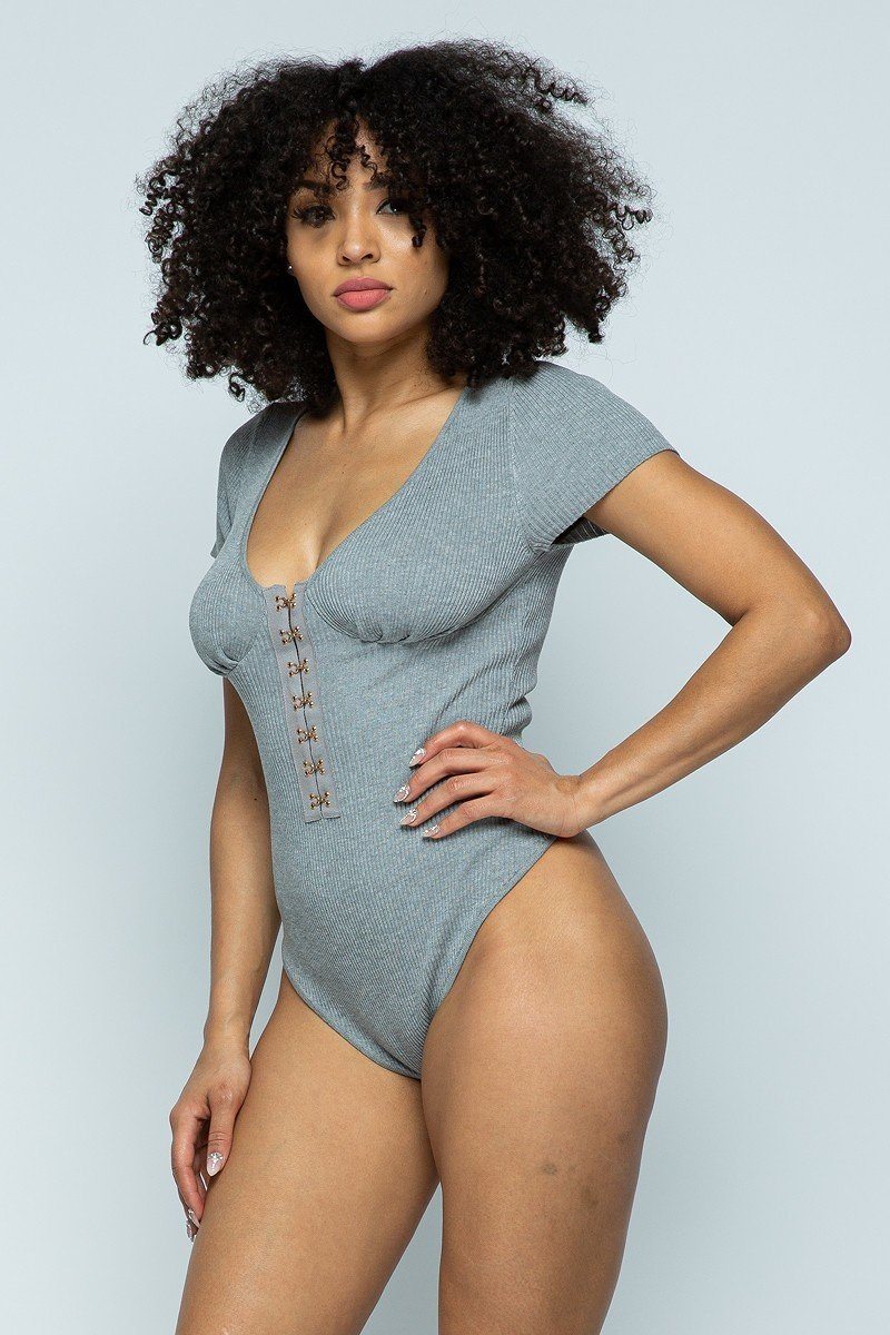 Short Sleeve Ribbed Knit Bodysuit