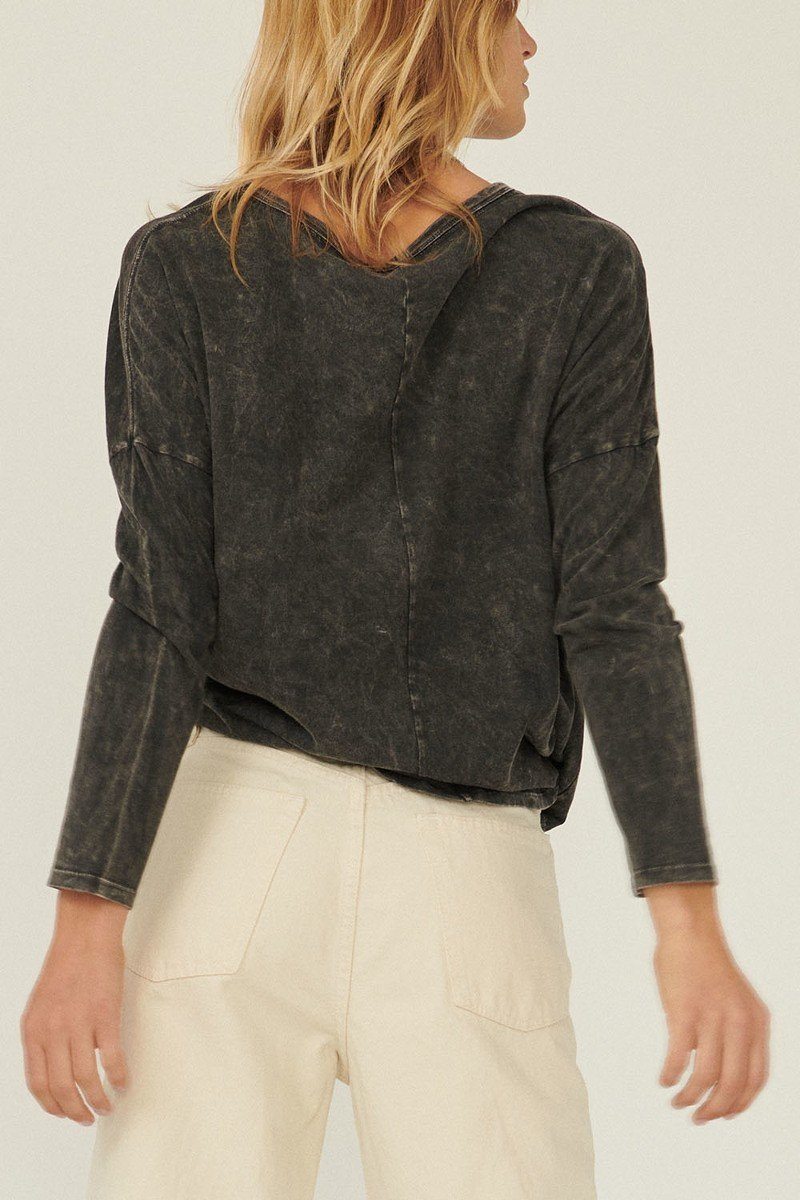 Mineral Wash Graphic Knit Top