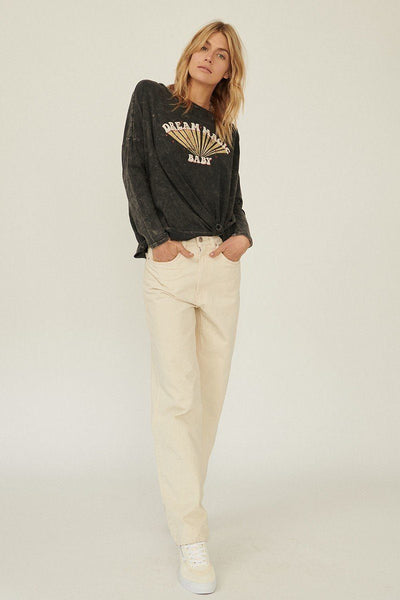 Mineral Wash Graphic Knit Top