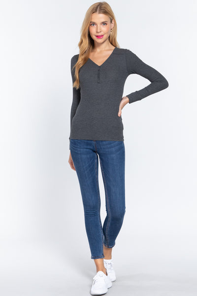 Long Sleeve V-neck Thermal Top