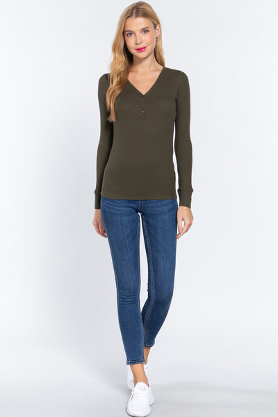 Long Sleeve V-neck Thermal Top