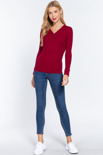 Long Sleeve V-neck Thermal Top