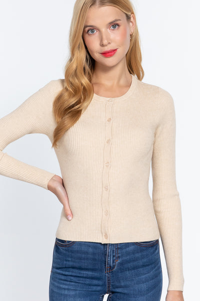 Long Sleeve Crew Neck Cardigan