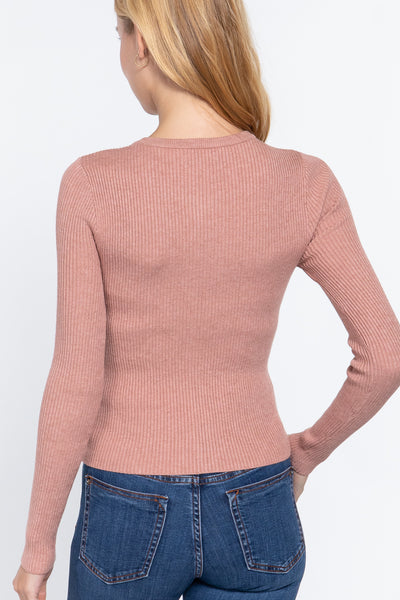 Long Sleeve Crew Neck Cardigan