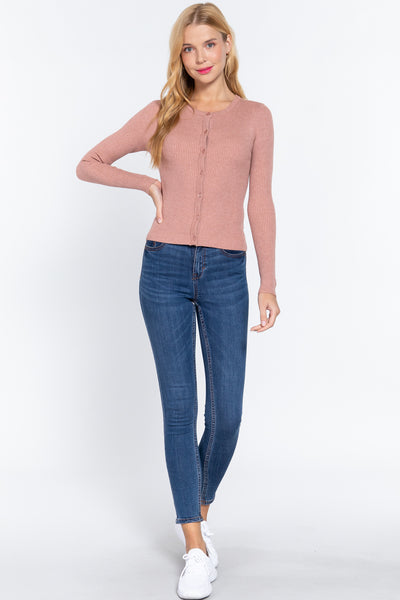 Long Sleeve Crew Neck Cardigan