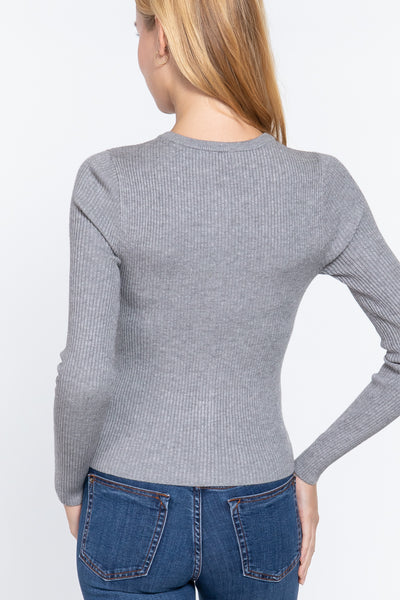 Long Sleeve Crew Neck Cardigan