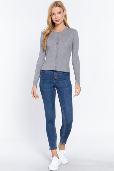 Long Sleeve Crew Neck Cardigan