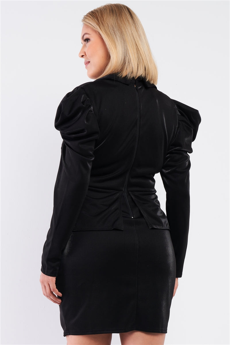 Victorian V-neck Pleated Blazer Dress