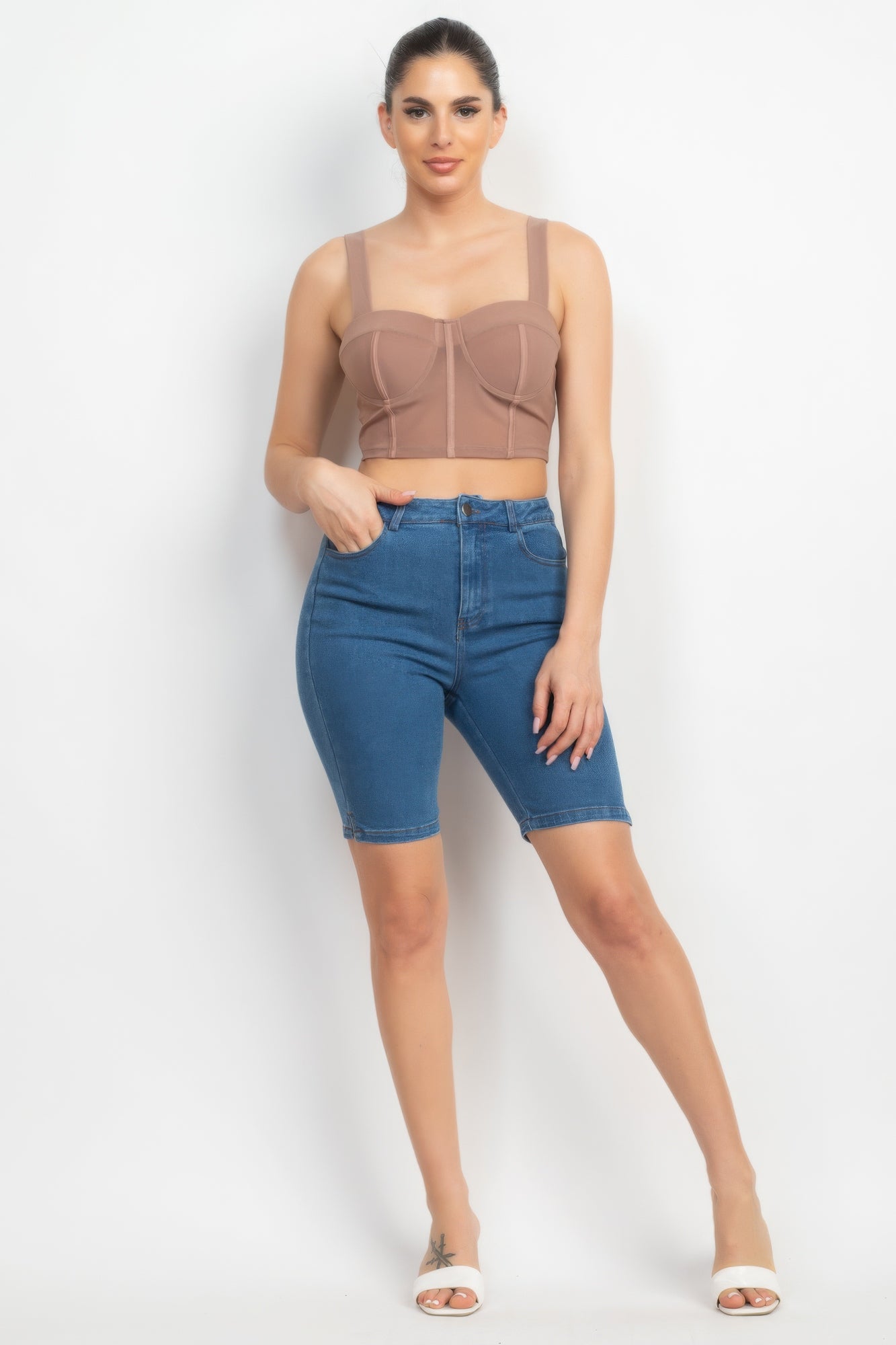 Tan Cropped Tank Top