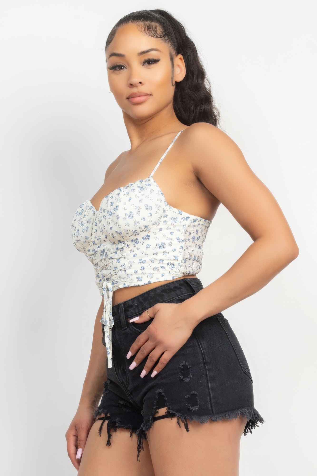 Floral Front Tie Top
