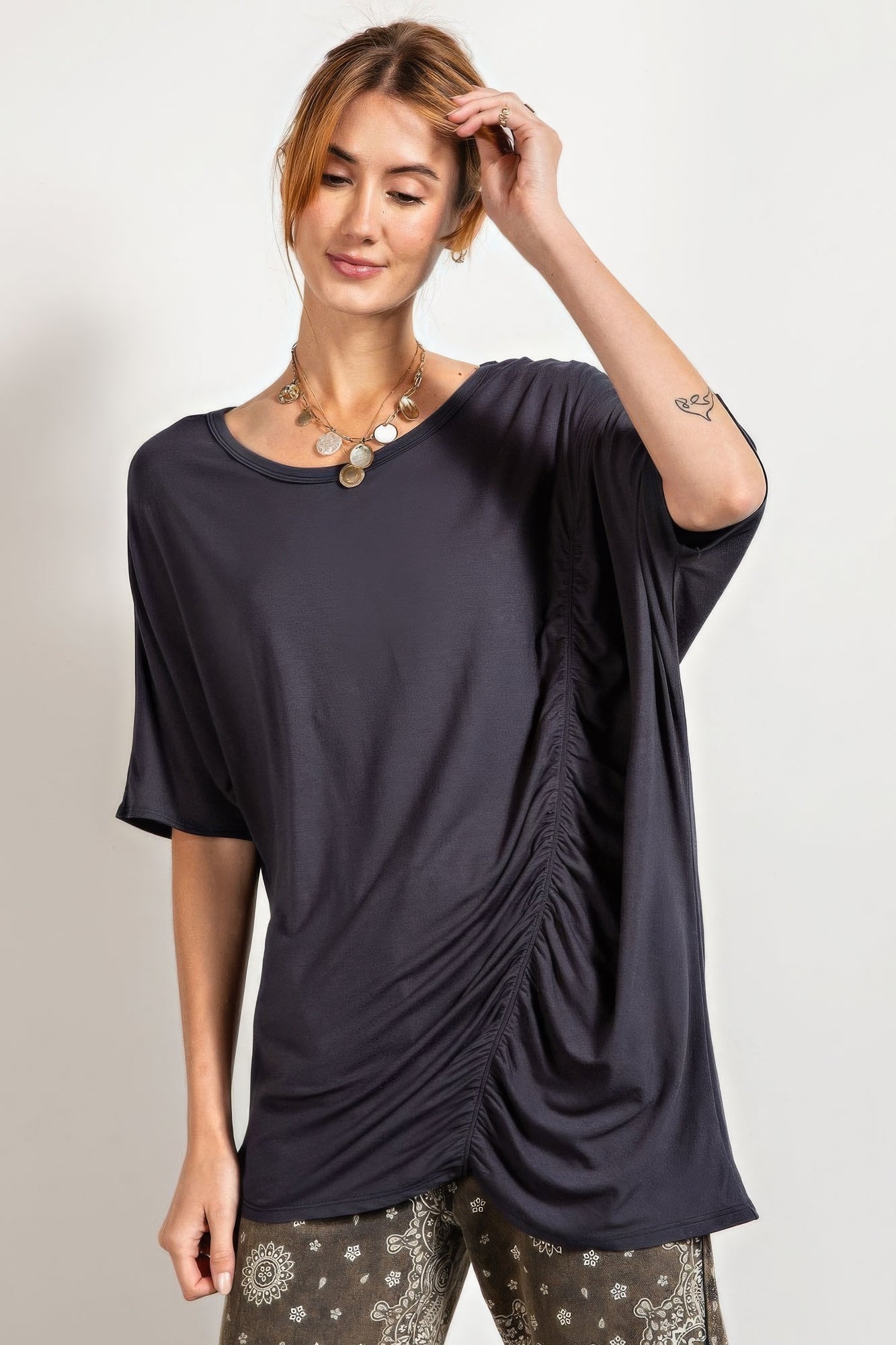 Loose Fit And Ruched Detail Top