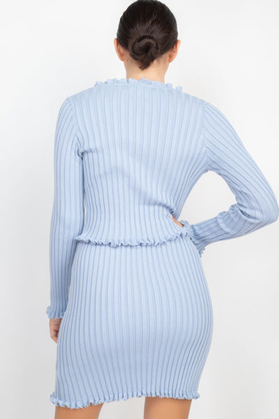 Ruffle Trim Buttoned Cardigan