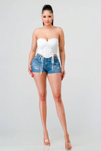 Luxe sweetheart lace bustier top