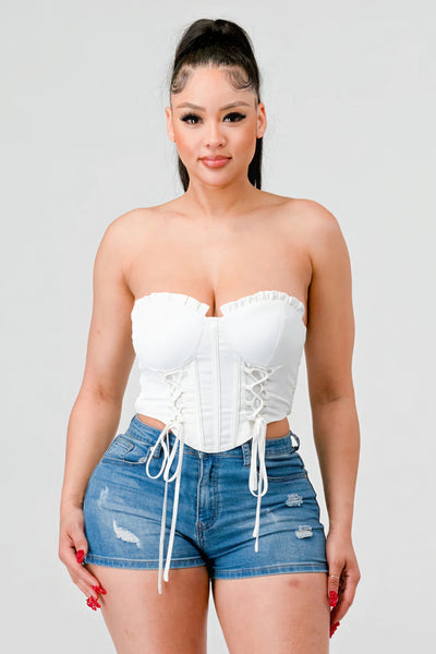 Luxe sweetheart lace bustier top