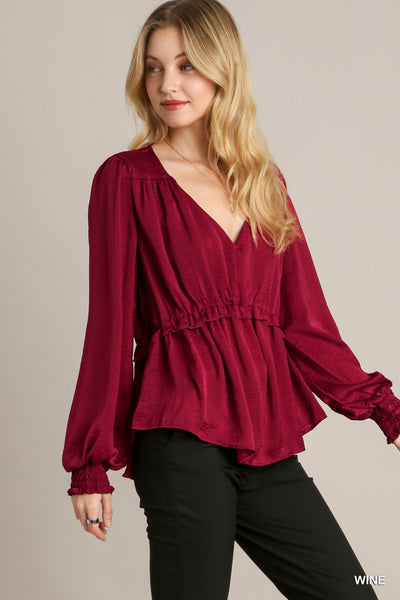 Satin Ruffle Baby Doll Top