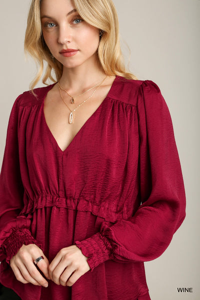 Satin Ruffle Baby Doll Top