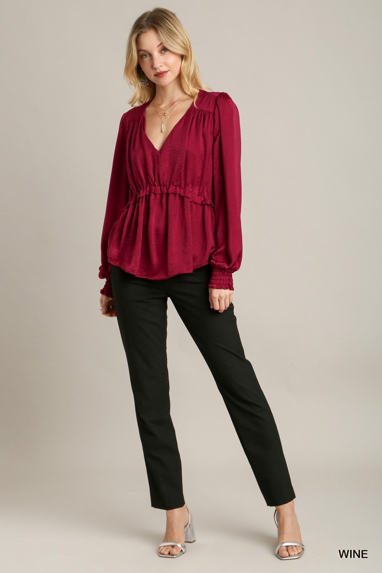 Satin Ruffle Baby Doll Top