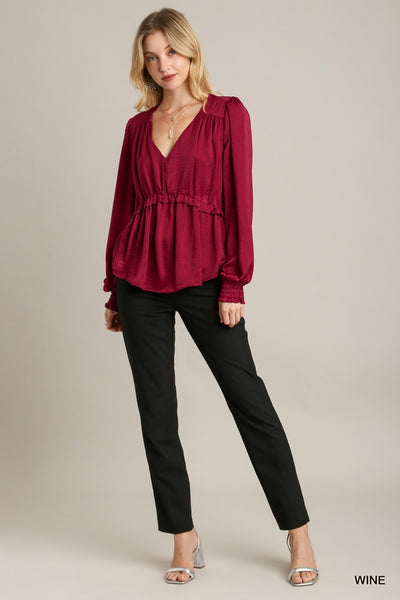 Satin Ruffle Baby Doll Top