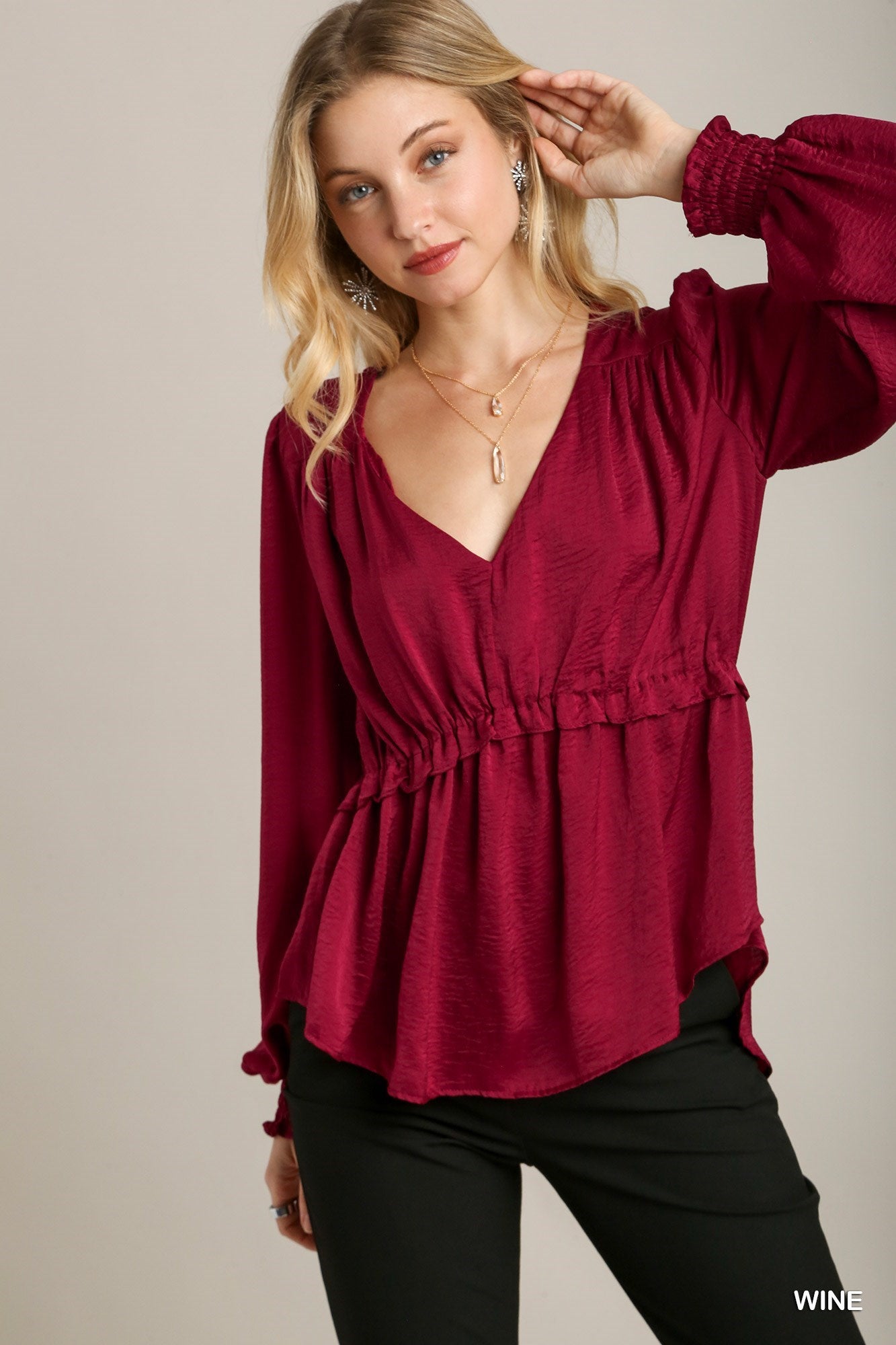 Satin Ruffle Baby Doll Top
