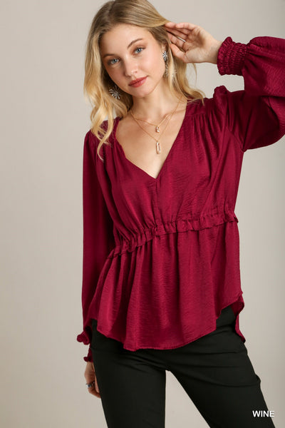 Satin Ruffle Baby Doll Top