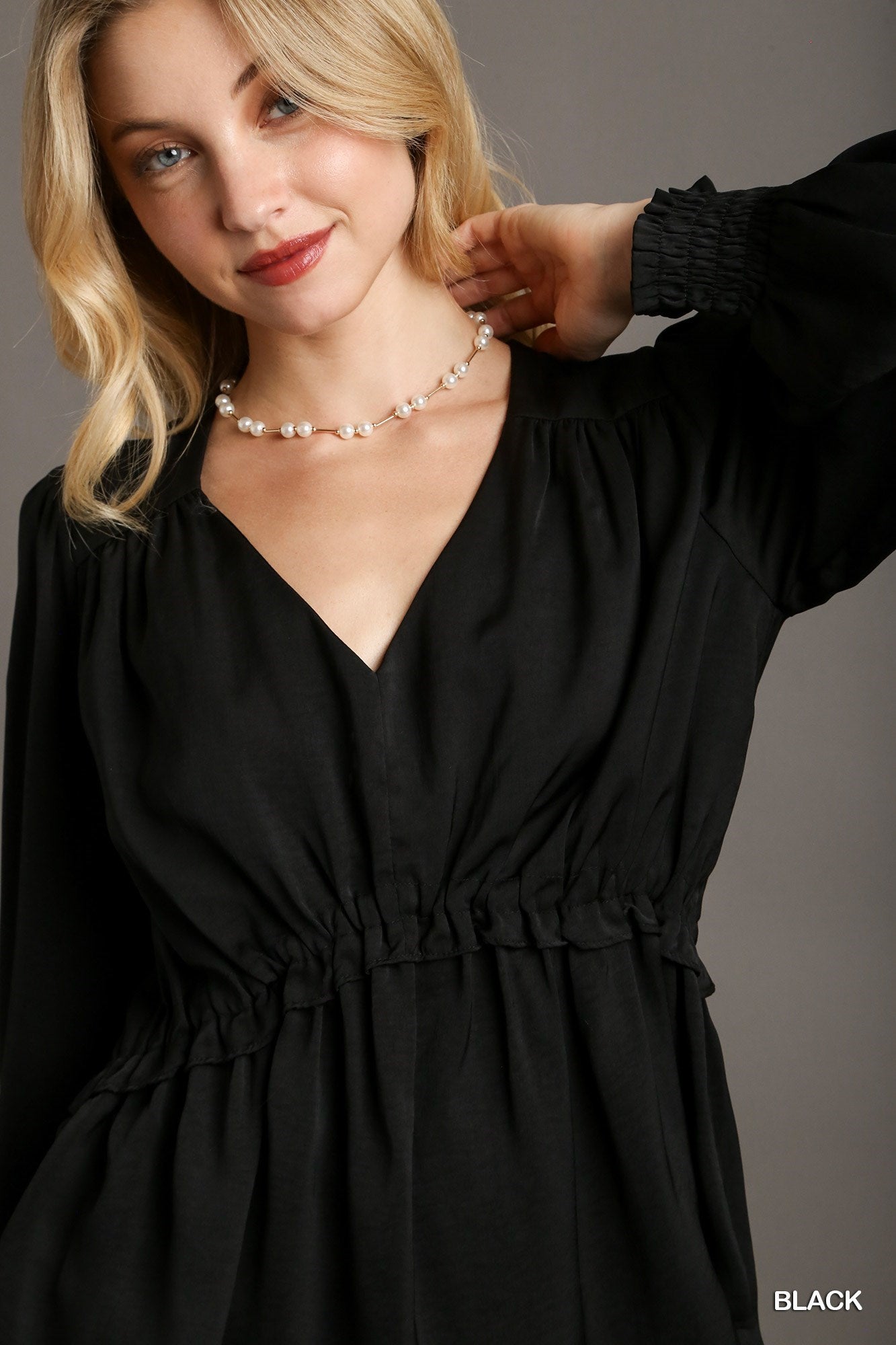 Satin Ruffle Baby Doll Top
