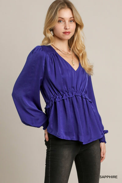 Satin Ruffle Baby Doll Top