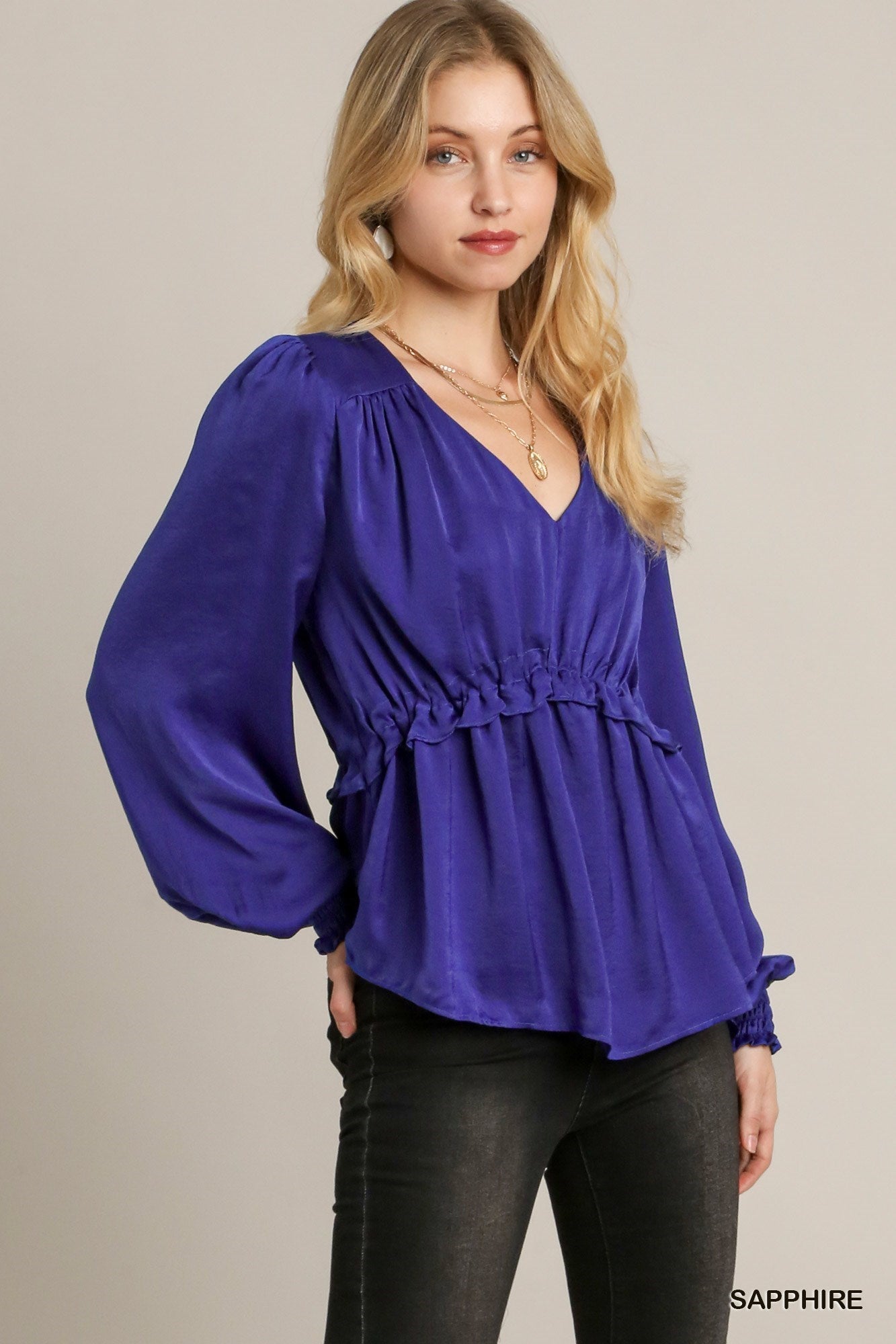 Satin Ruffle Baby Doll Top