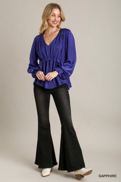 Satin Ruffle Baby Doll Top