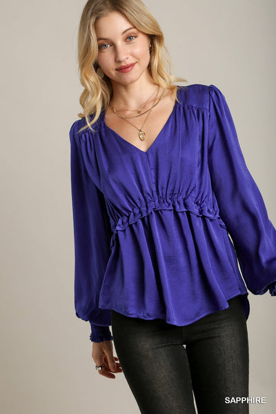 Satin Ruffle Baby Doll Top
