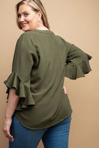 Ruffled Bell Sleeve Top