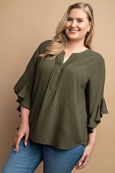 Ruffled Bell Sleeve Top