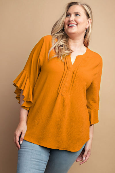 Ruffled Bell Sleeve Top