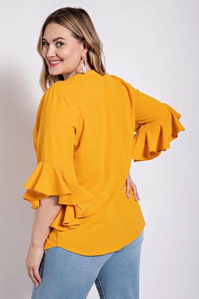 Ruffled Bell Sleeve Top