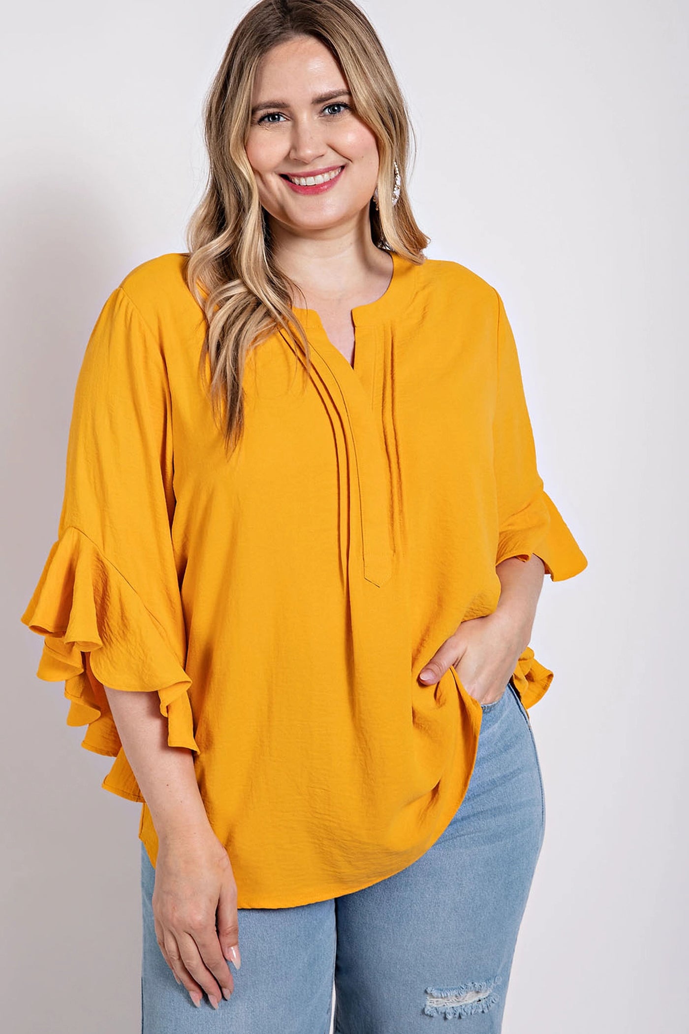 Ruffled Bell Sleeve Top