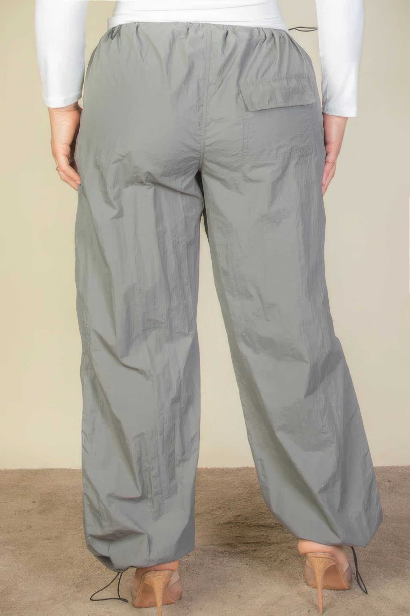 Plus Size Drawstring Parachute Pants