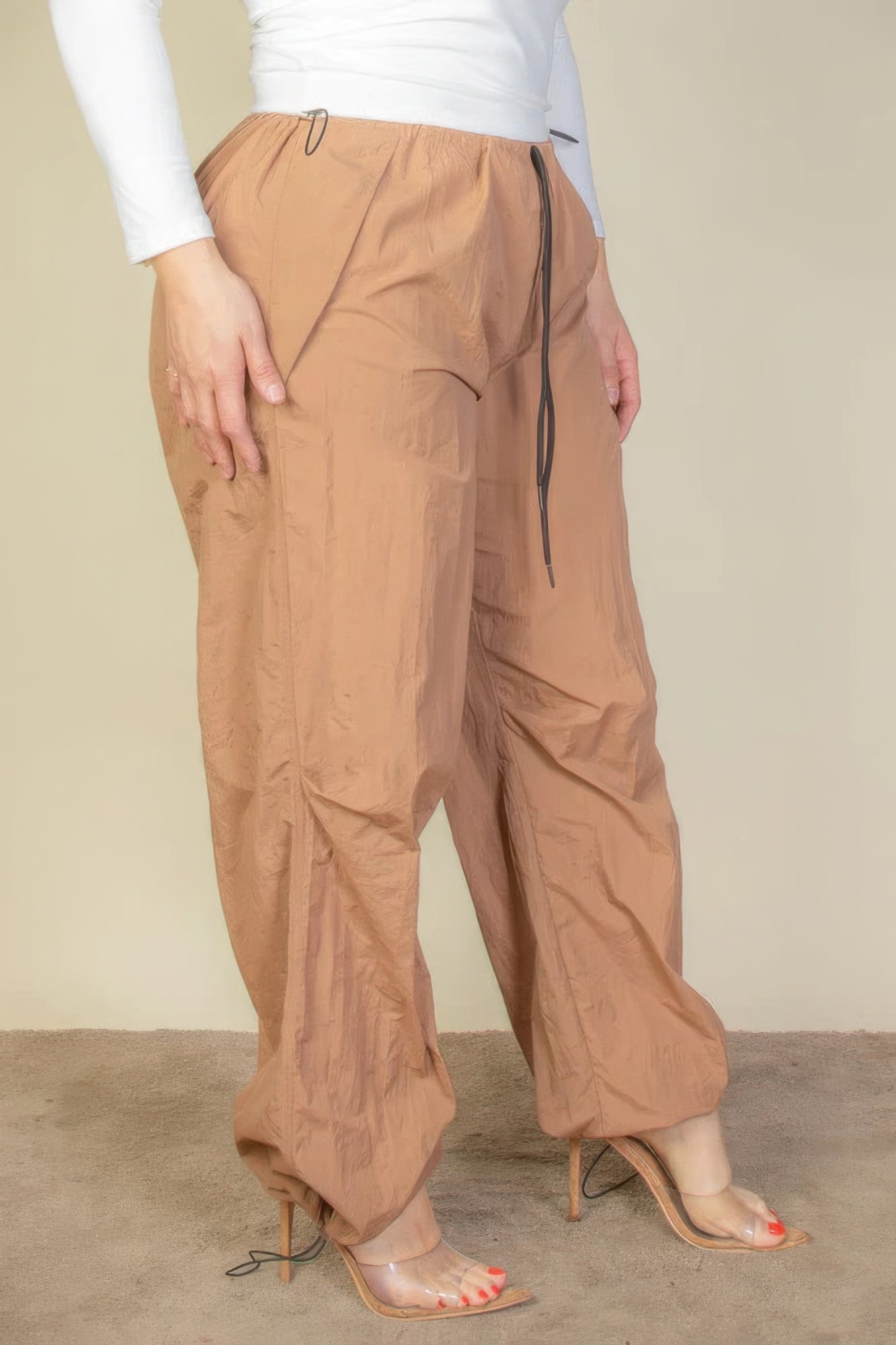 Plus Size Drawstring Parachute Pants