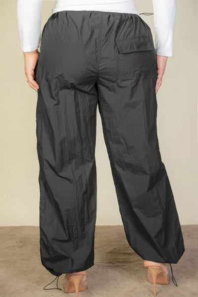 Plus Size Drawstring Parachute Pants