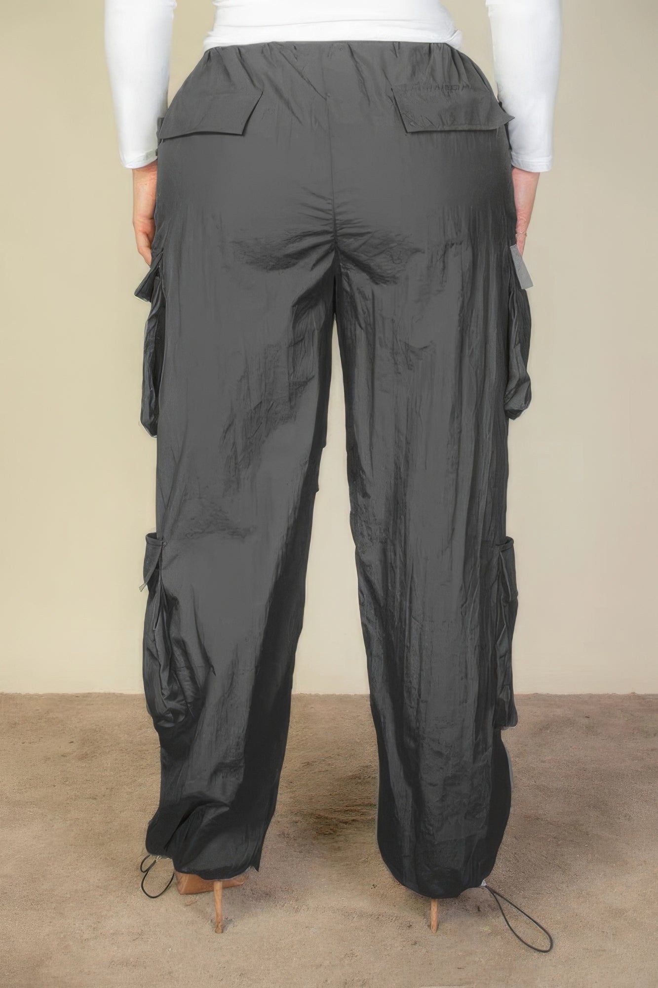 Plus Size Drawstring Ruched Parachute Pants