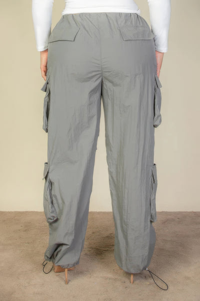 Plus Size Drawstring Ruched Parachute Pants