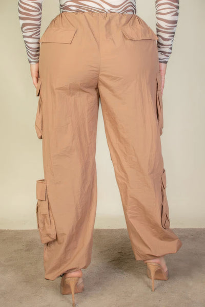 Plus Size Drawstring Ruched Parachute Pants