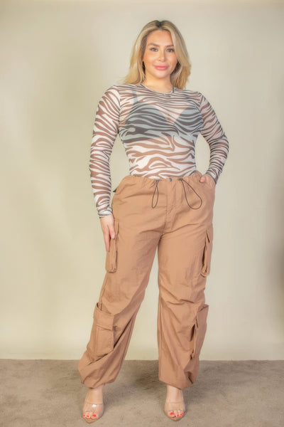 Plus Size Drawstring Ruched Parachute Pants