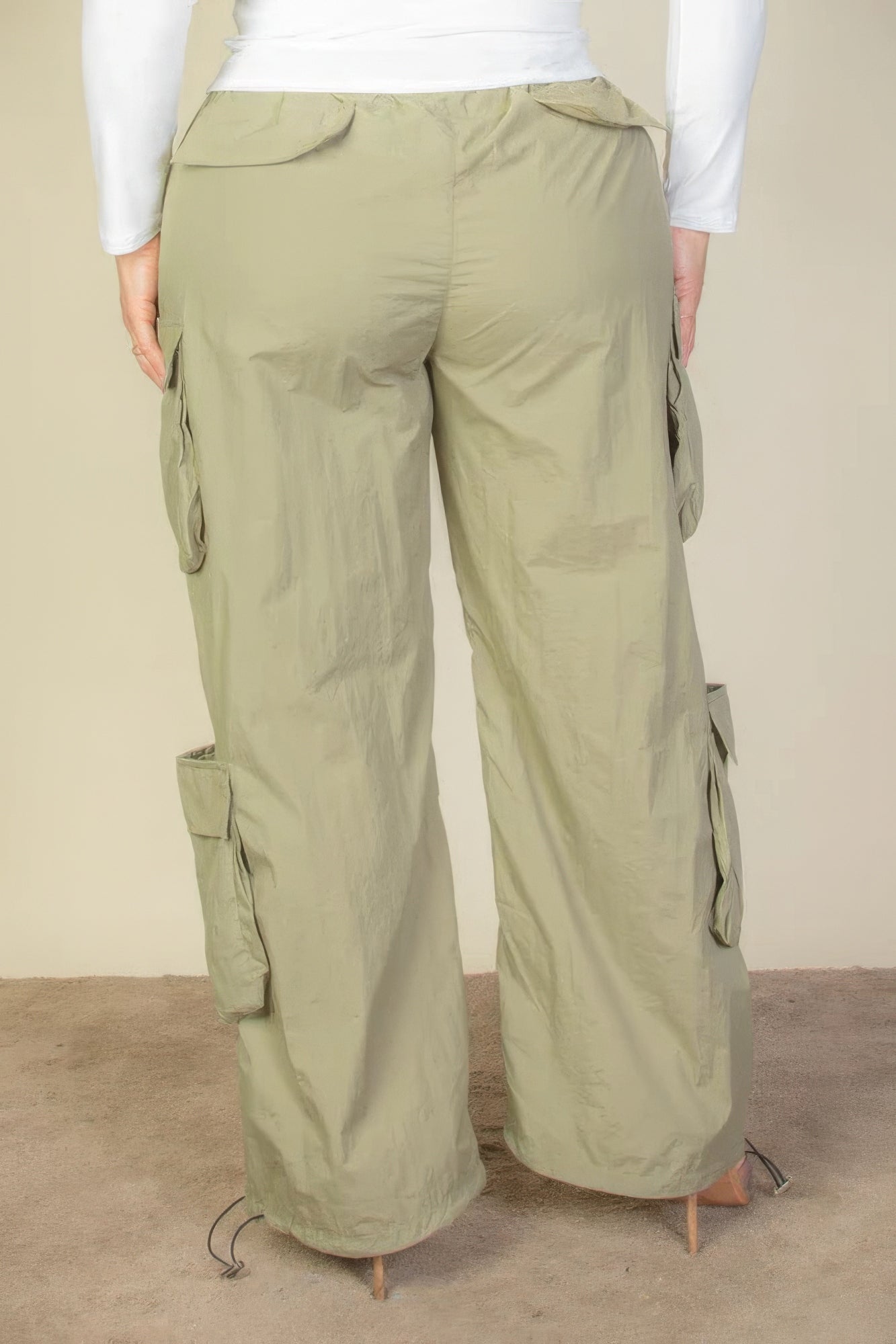 Plus Size Drawstring Ruched Parachute Pants