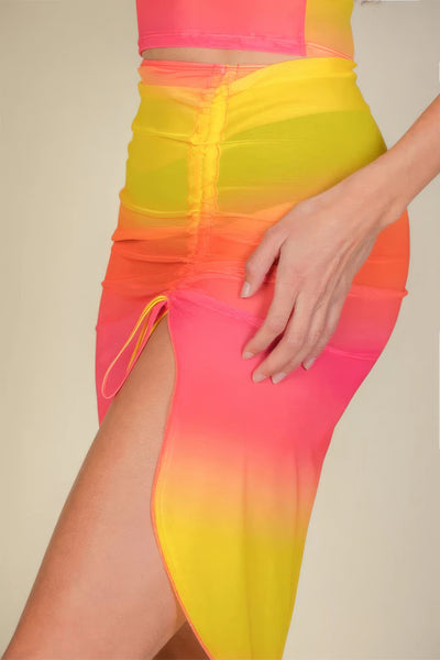 Sheer Ruched Swim Cover Up