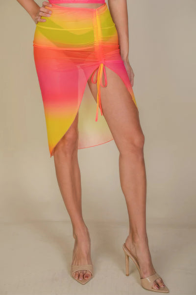 Sheer Ruched Swim Cover Up