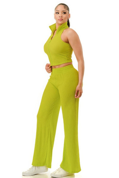 Lime Crop Top & Pants Set