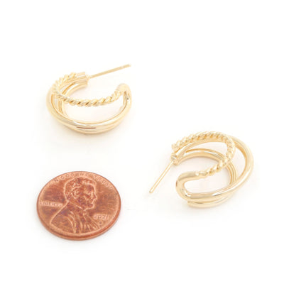 Double Hoop Rope Gold Dipped Earrings