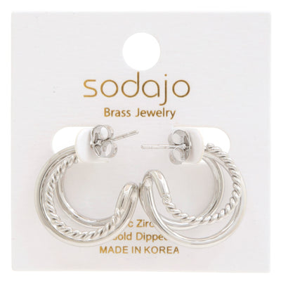 Double Hoop Rope Gold Dipped Earrings