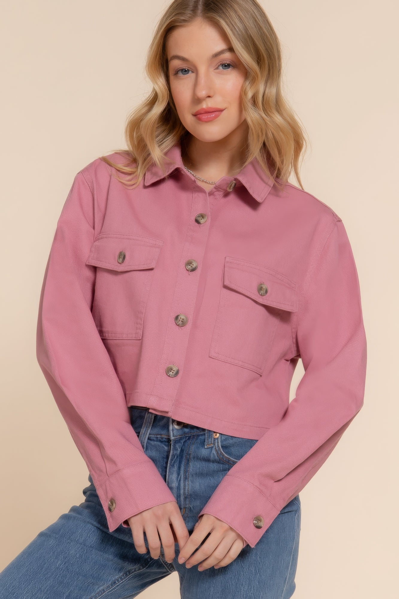 Cotton Twill Cropped Jacket