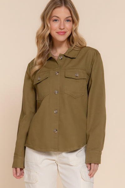 Button Down Cotton Denim Shirt